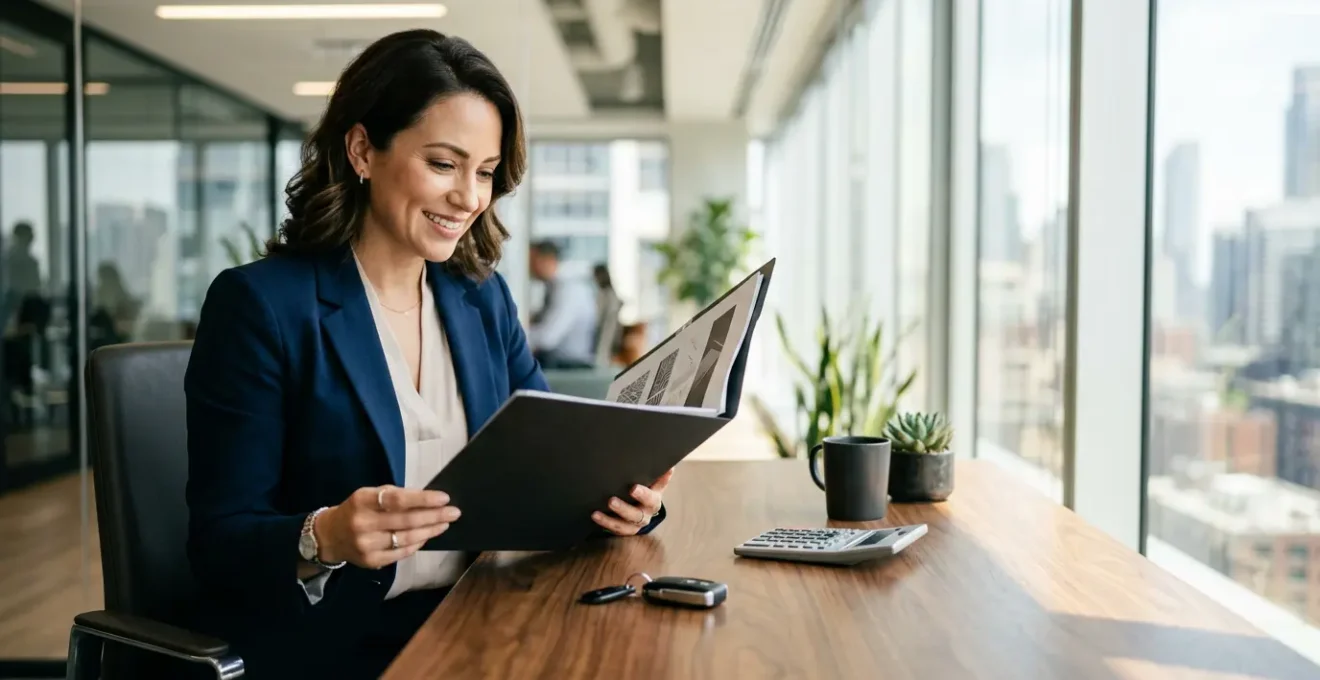 Signature d'un contrat de location longue durée automobile dans un bureau moderne
