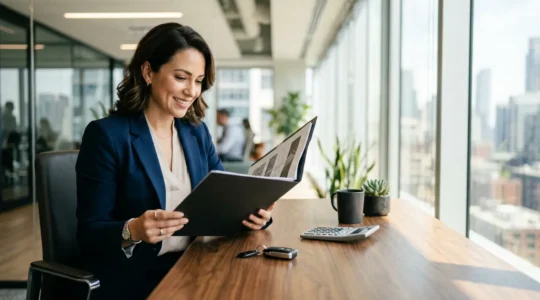 Signature d'un contrat de location longue durée automobile dans un bureau moderne