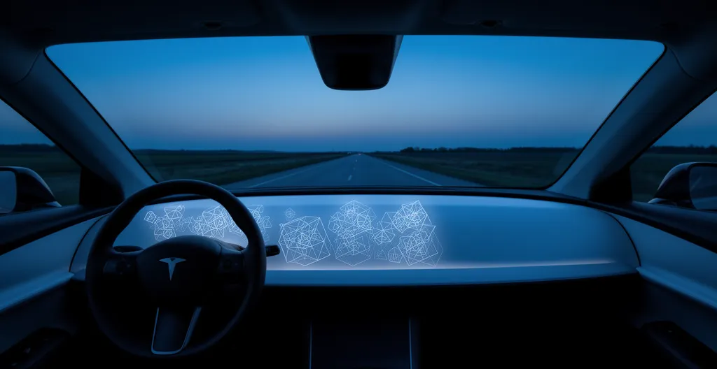 Tableau de bord moderne avec systèmes ADAS actifs et route devant