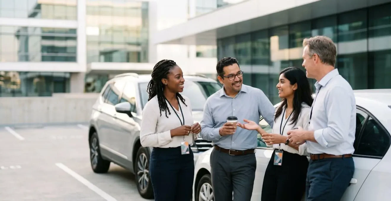 Système d'autopartage d'entreprise avec véhicules partagés dans un environnement professionnel
