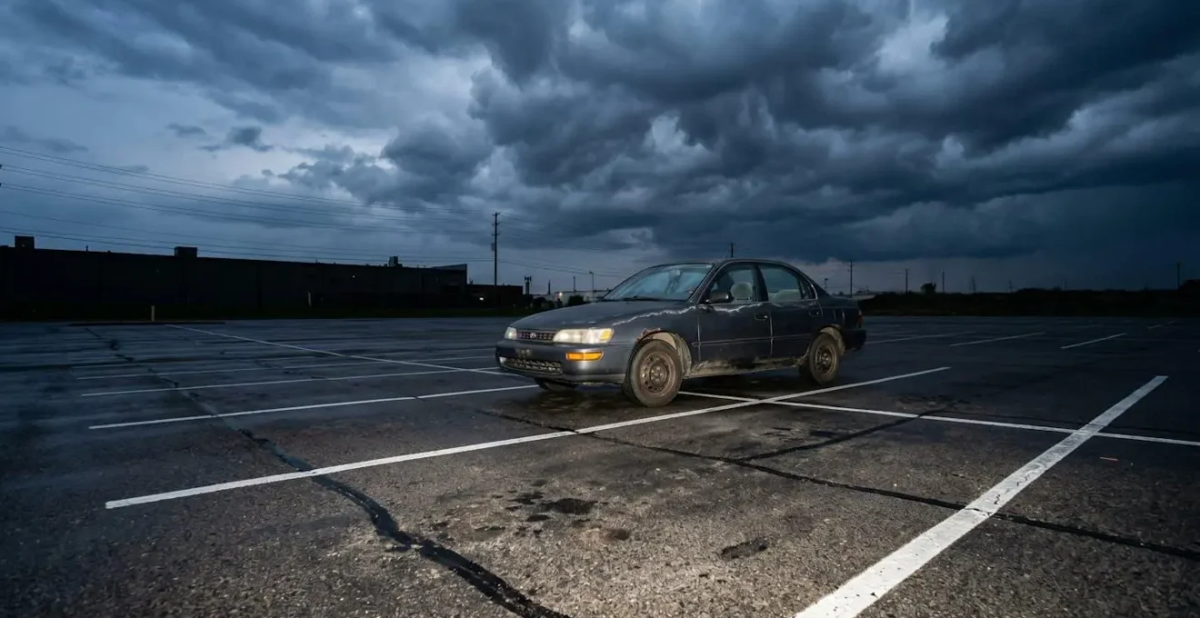 Représentation abstraite de la dépréciation automobile avec courbes descendantes