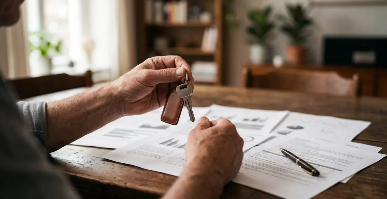 Table avec documents d'évaluation automobile et clés de voiture