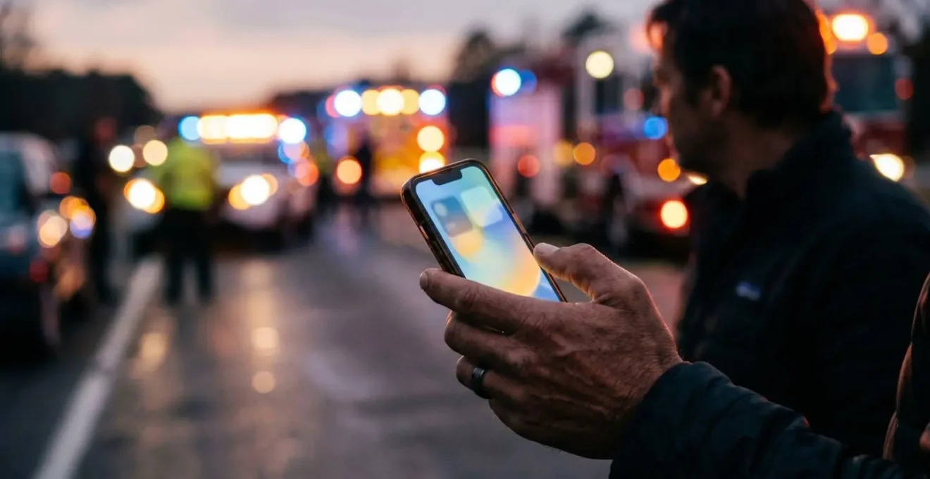 Main tenant un smartphone pour appeler l'assistance automobile d'urgence
